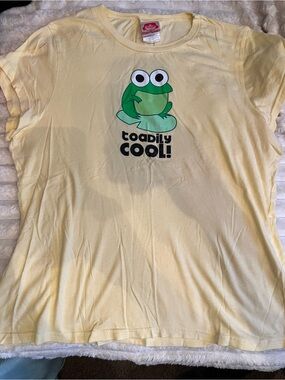 Vintage Fred is Red pale yellow 'Toadily Cool!' Frog Graphic T-Shirt sz XXL